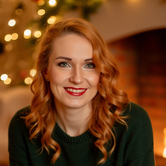 Martina vor einem Kamin